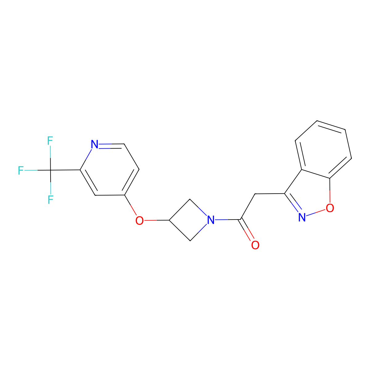 2-(1,2-Benzoxazol-3-yl)-1-(3-{[2-(trifluoromethyl)pyridin-4-yl]oxy}azetidin-1-yl)ethan-1-one molecular structure, CAS 2380183-97-9