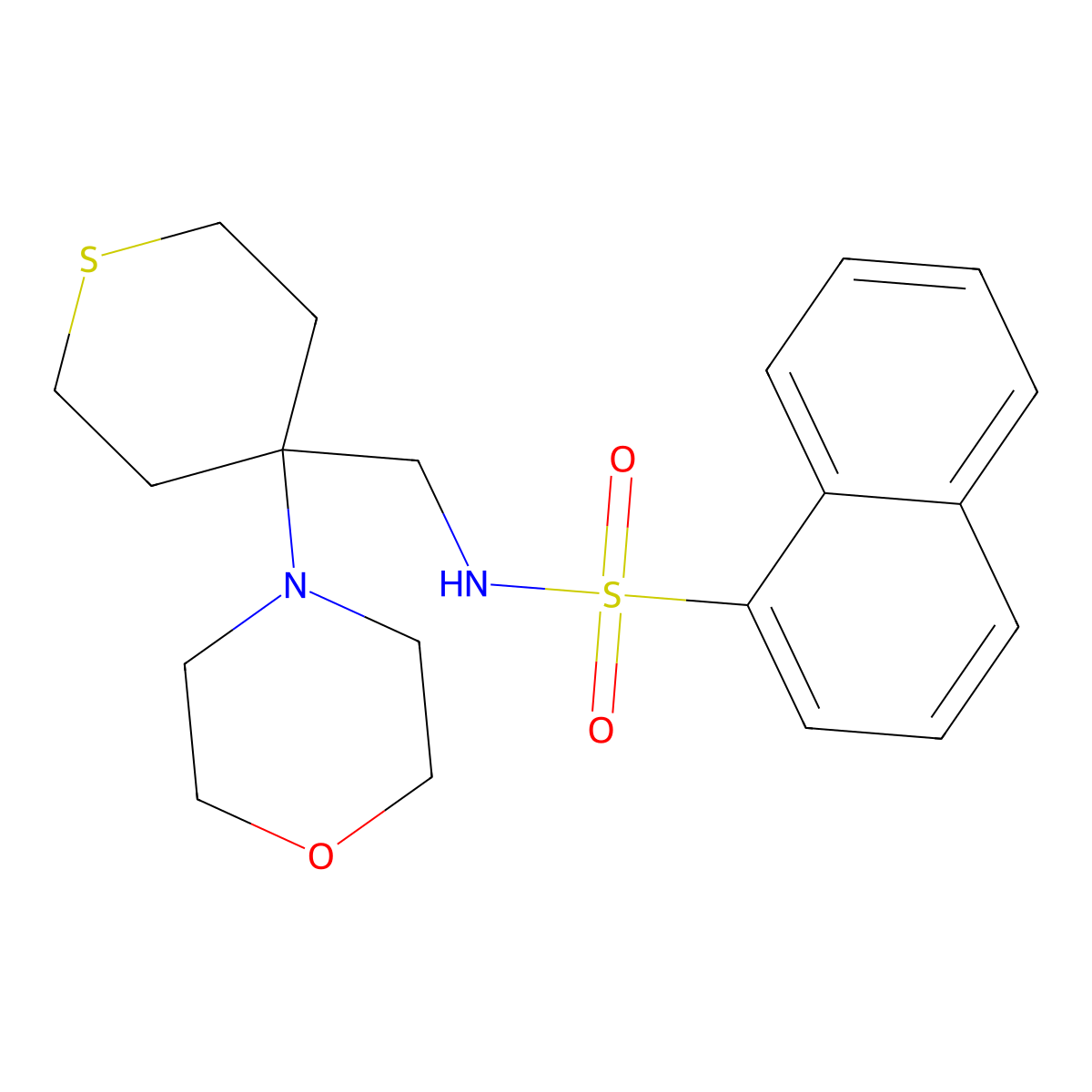 N-{[4-(morpholin-4-yl)thian-4-yl]methyl}naphthalene-1-sulfonamide molecular structure, CAS 2380183-98-0