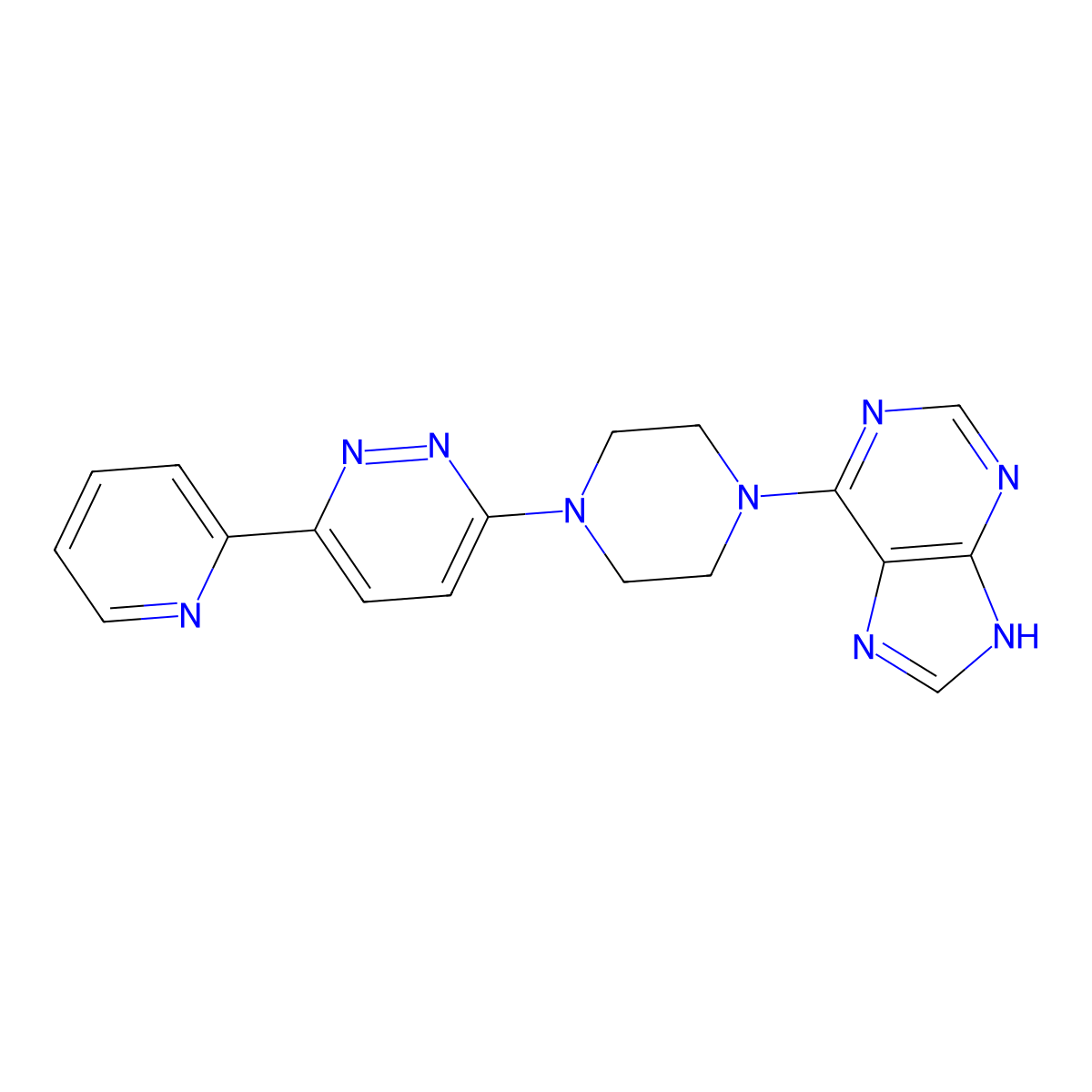 6-{4-[6-(pyridin-2-yl)pyridazin-3-yl]piperazin-1-yl}-9H-purine molecular structure, CAS 2380184-05-2