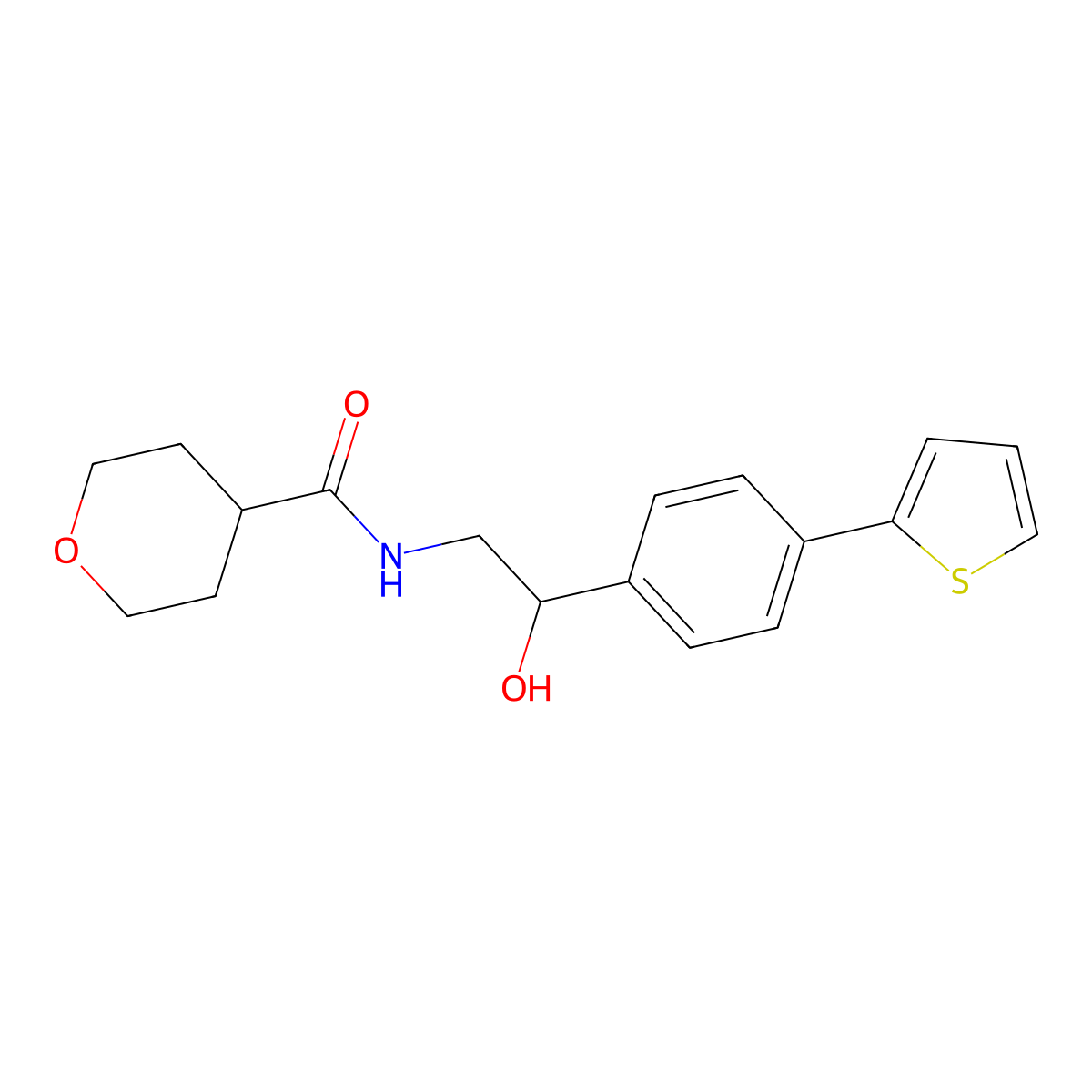 N-{2-hydroxy-2-[4-(thiophen-2-yl)phenyl]ethyl}oxane-4-carboxamide molecular structure, CAS 2380184-16-5