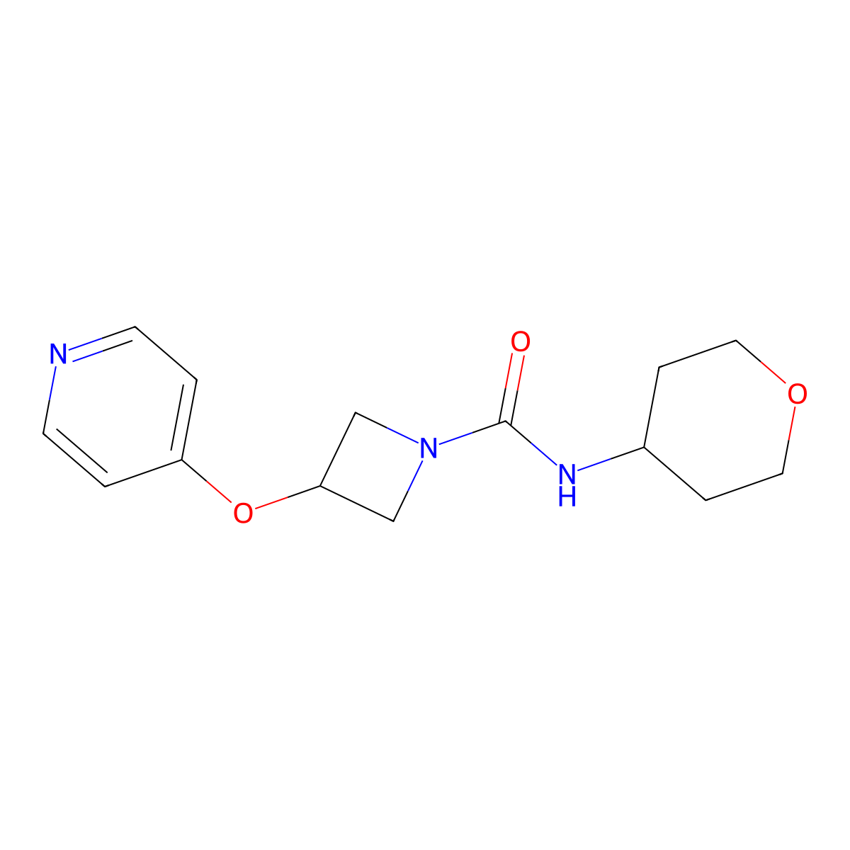 N-(oxan-4-yl)-3-(pyridin-4-yloxy)azetidine-1-carboxamide molecular structure, CAS 2380184-17-6