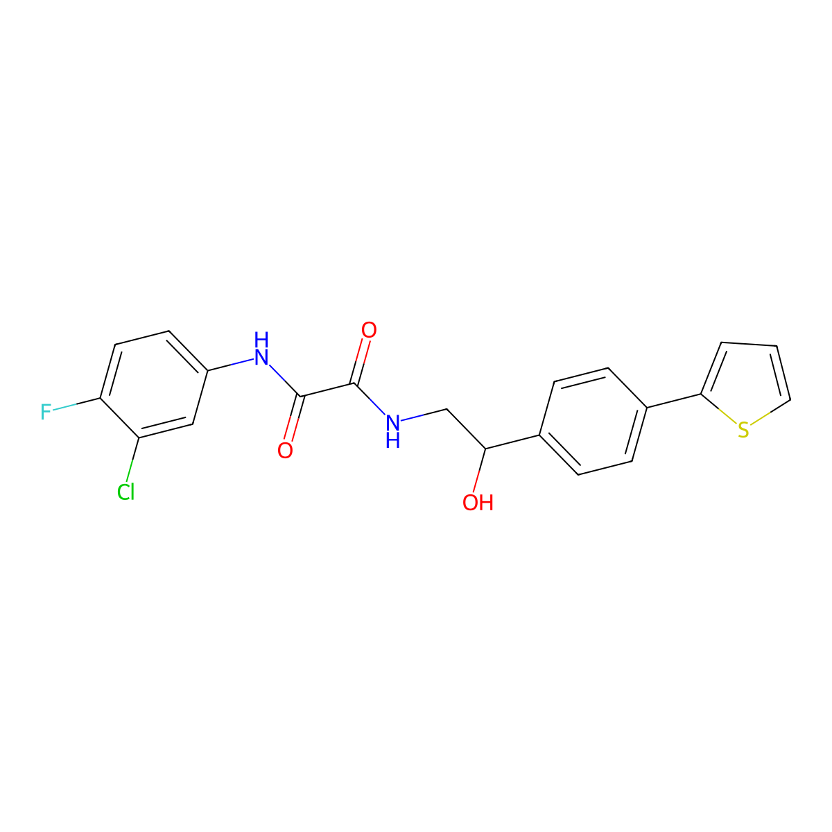 N-(3-chloro-4-fluorophenyl)-N'-{2-hydroxy-2-[4-(thiophen-2-yl)phenyl]ethyl}ethanediamide molecular structure, CAS 2380184-18-7