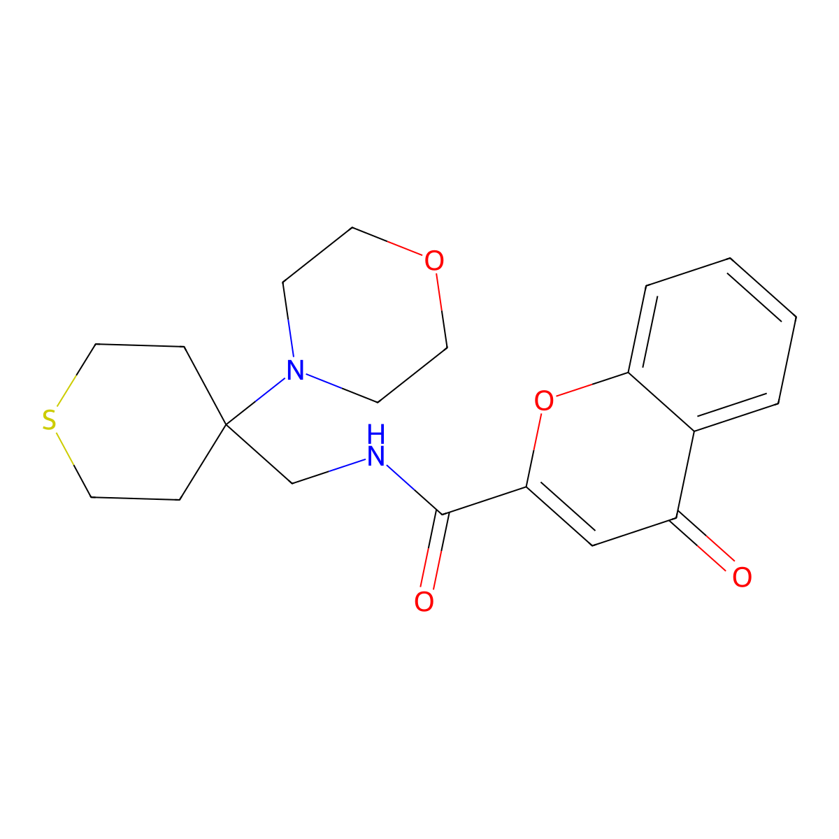 N-{[4-(morpholin-4-yl)thian-4-yl]methyl}-4-oxo-4H-chromene-2-carboxamide molecular structure, CAS 2380184-19-8