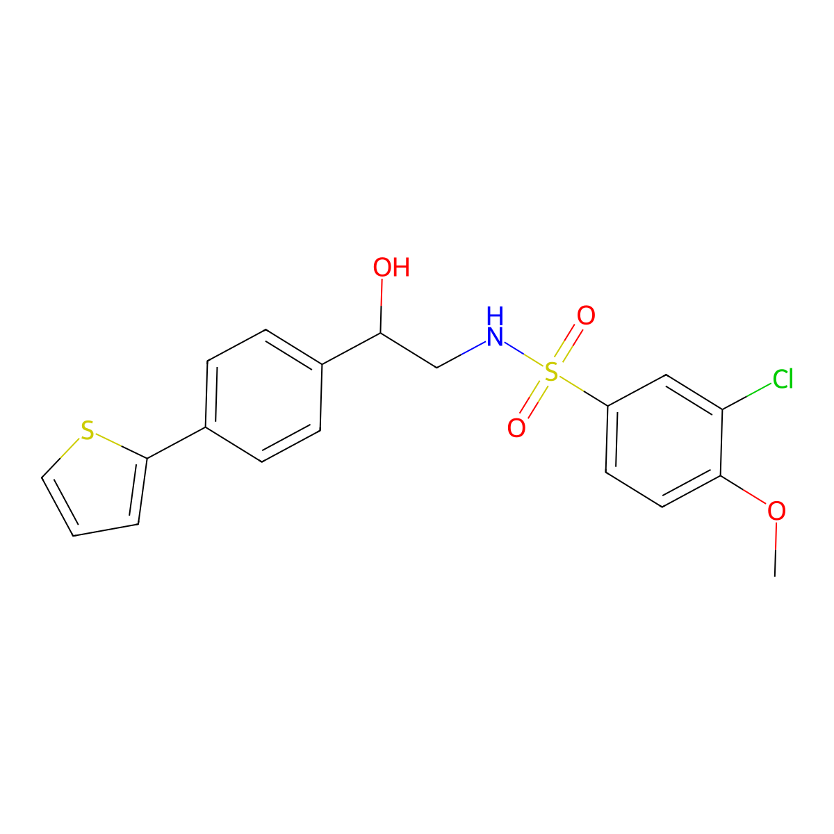 3-chloro-N-{2-hydroxy-2-[4-(thiophen-2-yl)phenyl]ethyl}-4-methoxybenzene-1-sulfonamide molecular structure, CAS 2380184-26-7