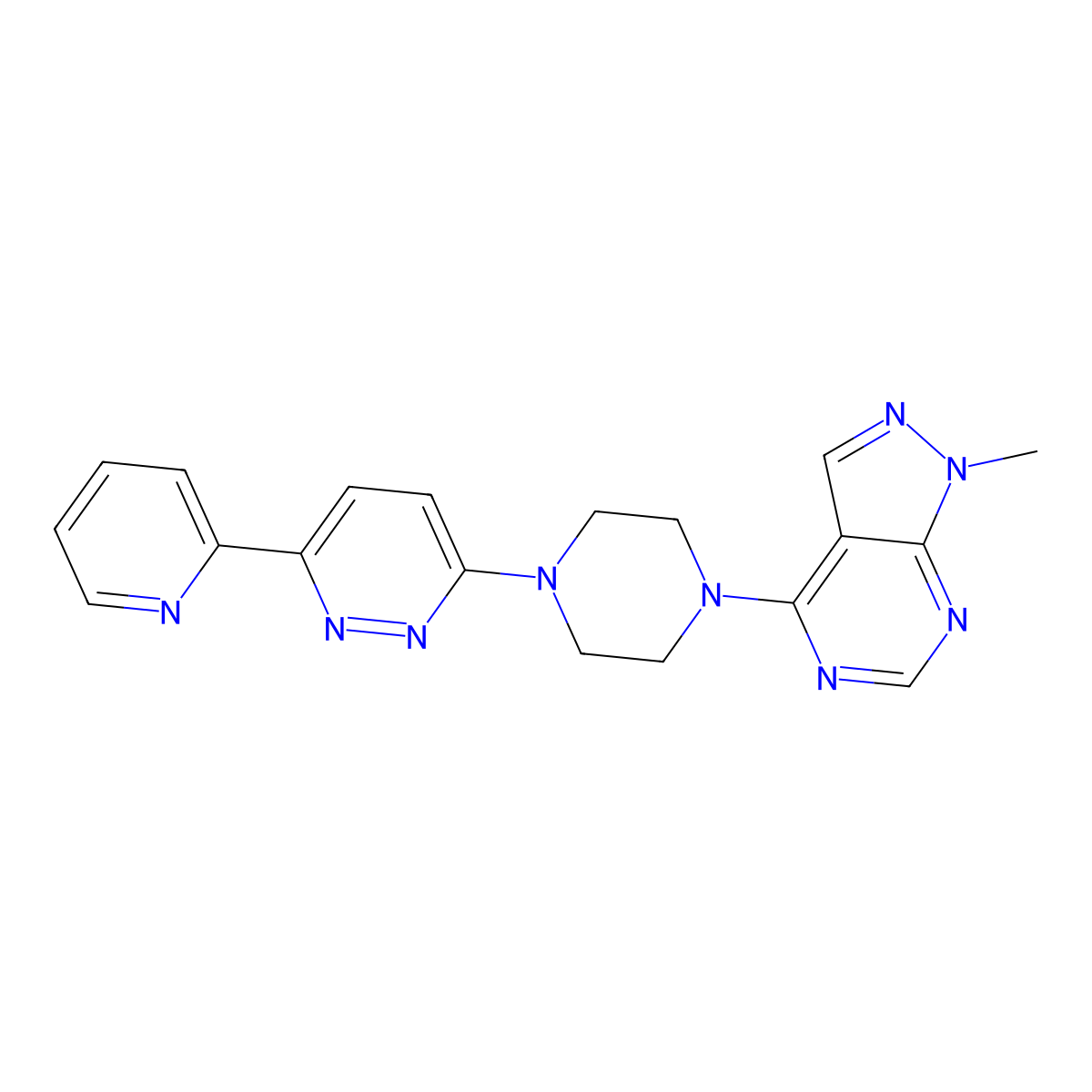 3-(4-{1-methyl-1H-pyrazolo[3,4-d]pyrimidin-4-yl}piperazin-1-yl)-6-(pyridin-2-yl)pyridazine molecular structure, CAS 2380184-30-3