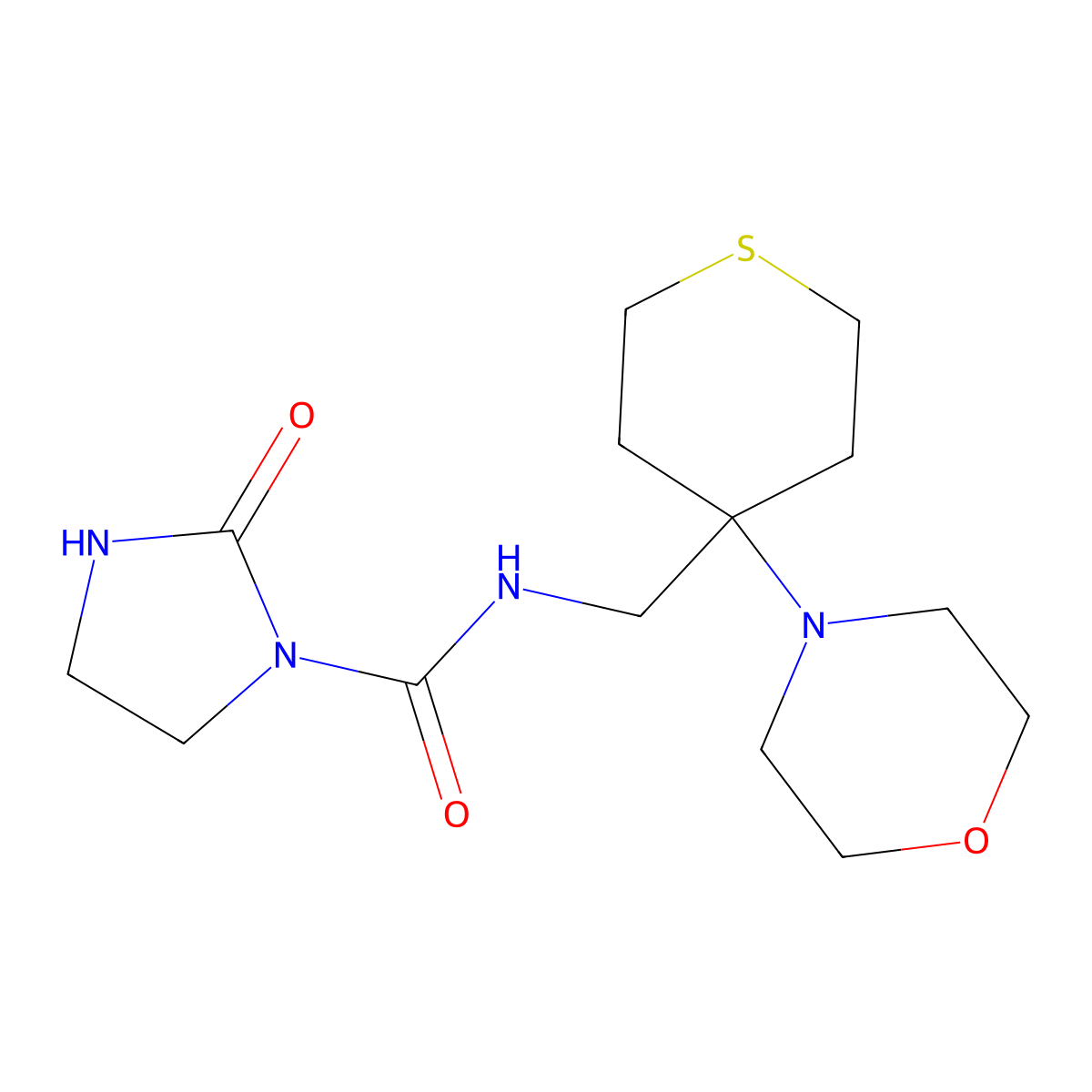 N-{[4-(morpholin-4-yl)thian-4-yl]methyl}-2-oxoimidazolidine-1-carboxamide molecular structure, CAS 2380184-31-4