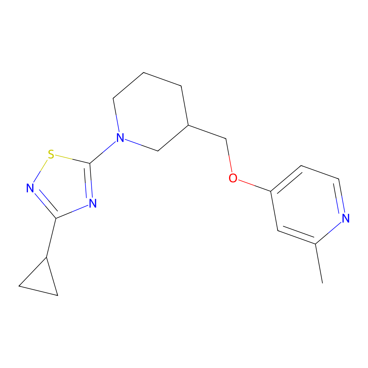 4-{[1-(3-Cyclopropyl-1,2,4-thiadiazol-5-yl)piperidin-3-yl]methoxy}-2-methylpyridine molecular structure, CAS 2380184-32-5