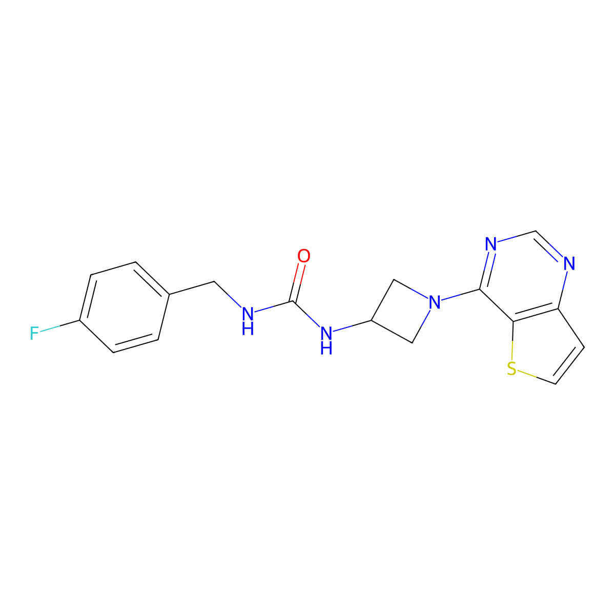 1-[(4-Fluorophenyl)methyl]-3-(1-{thieno[3,2-d]pyrimidin-4-yl}azetidin-3-yl)urea molecular structure, CAS 2380184-37-0