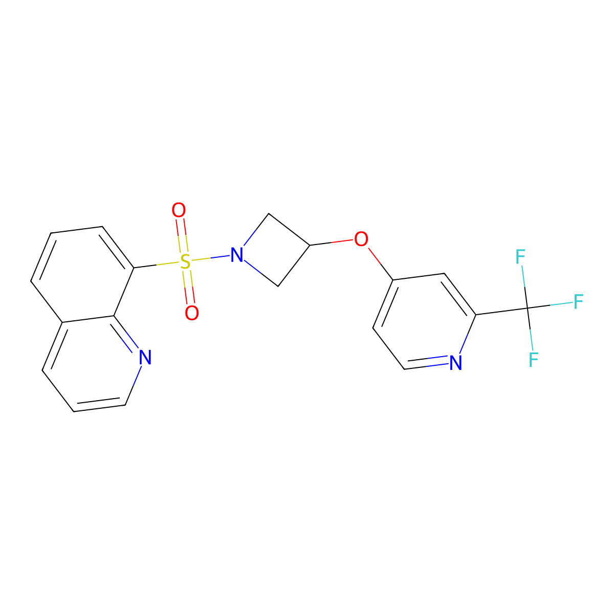 8-[(3-{[2-(Trifluoromethyl)pyridin-4-yl]oxy}azetidin-1-yl)sulfonyl]quinoline molecular structure, CAS 2380184-41-6