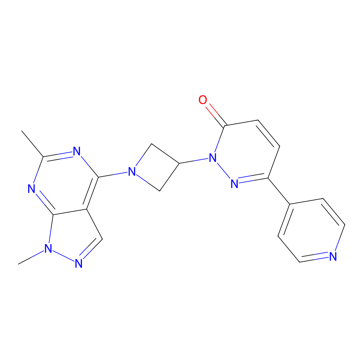 2-(1-{1,6-dimethyl-1H-pyrazolo[3,4-d]pyrimidin-4-yl}azetidin-3-yl)-6-(pyridin-4-yl)-2,3-dihydropyridazin-3-one molecular structure, CAS 2380184-43-8