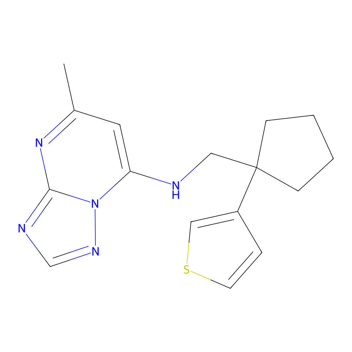 5-methyl-N-{[1-(thiophen-3-yl)cyclopentyl]methyl}-[1,2,4]triazolo[1,5-a]pyrimidin-7-amine molecular structure, CAS 2380184-46-1