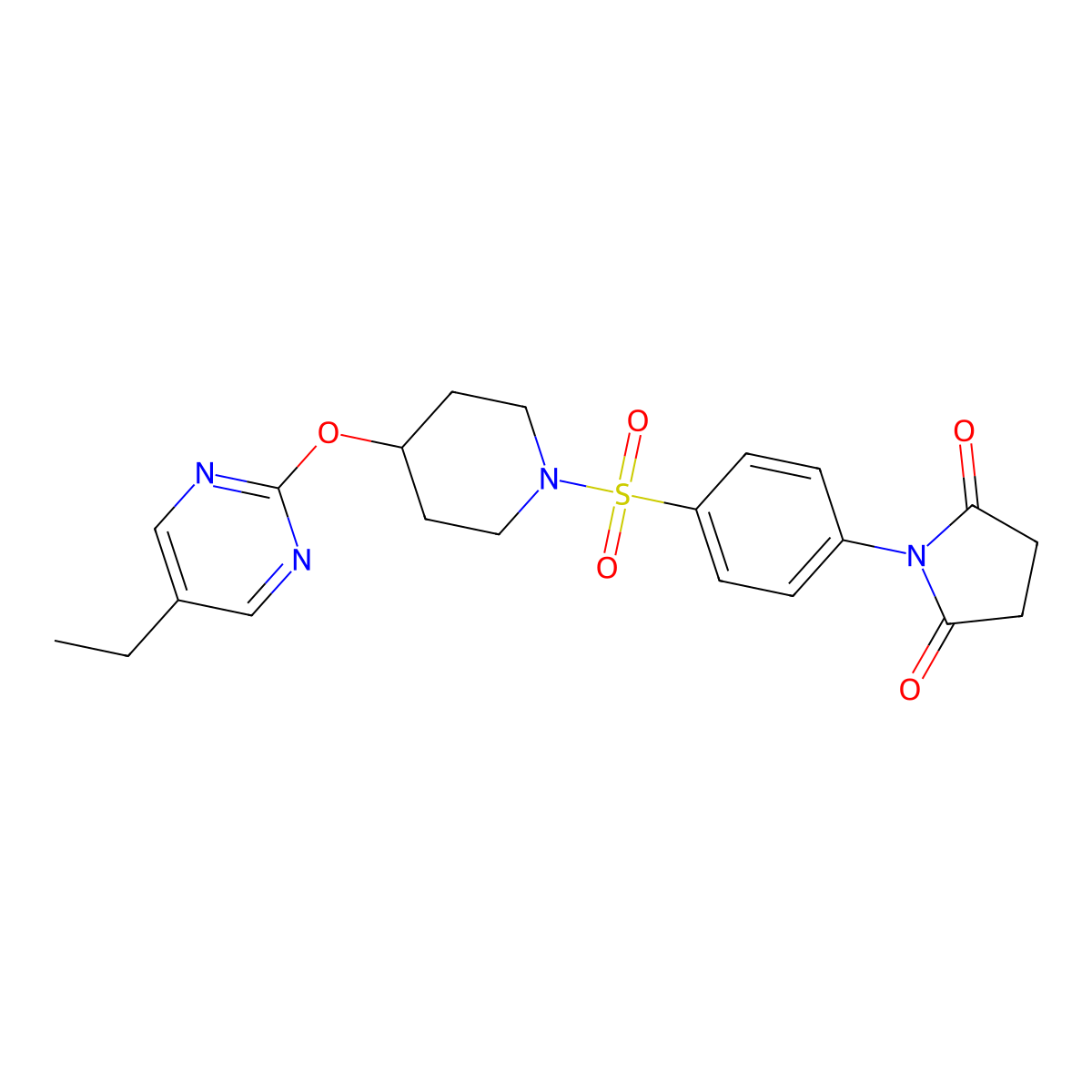 1-[4-({4-[(5-Ethylpyrimidin-2-yl)oxy]piperidin-1-yl}sulfonyl)phenyl]pyrrolidine-2,5-dione molecular structure, CAS 2380184-47-2