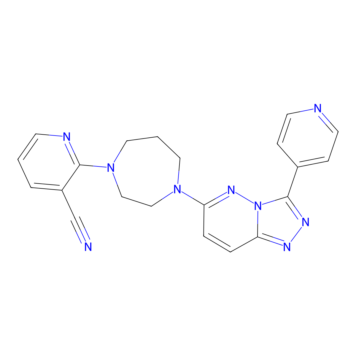 2-{4-[3-(Pyridin-4-yl)-[1,2,4]triazolo[4,3-b]pyridazin-6-yl]-1,4-diazepan-1-yl}pyridine-3-carbonitrile molecular structure, CAS 2380184-61-0