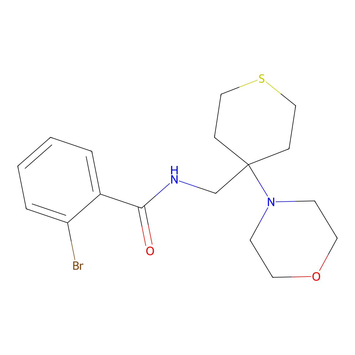 2-bromo-N-{[4-(morpholin-4-yl)thian-4-yl]methyl}benzamide molecular structure, CAS 2380184-63-2