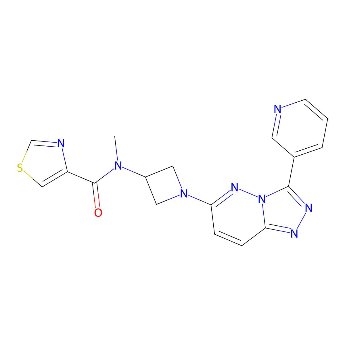 N-methyl-N-{1-[3-(pyridin-3-yl)-[1,2,4]triazolo[4,3-b]pyridazin-6-yl]azetidin-3-yl}-1,3-thiazole-4-carboxamide molecular structure, CAS 2380184-69-8