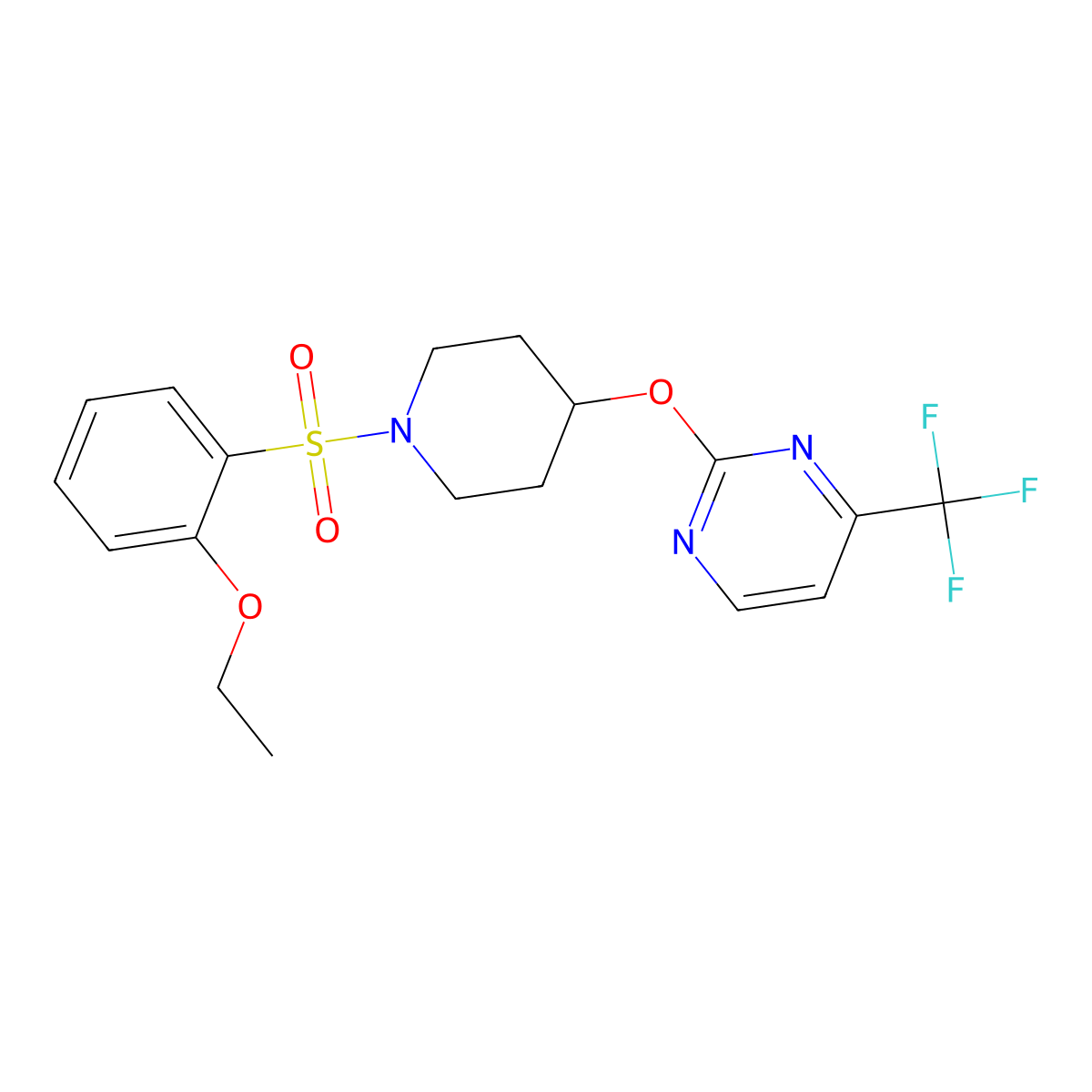 2-{[1-(2-Ethoxybenzenesulfonyl)piperidin-4-yl]oxy}-4-(trifluoromethyl)pyrimidine molecular structure, CAS 2380184-71-2