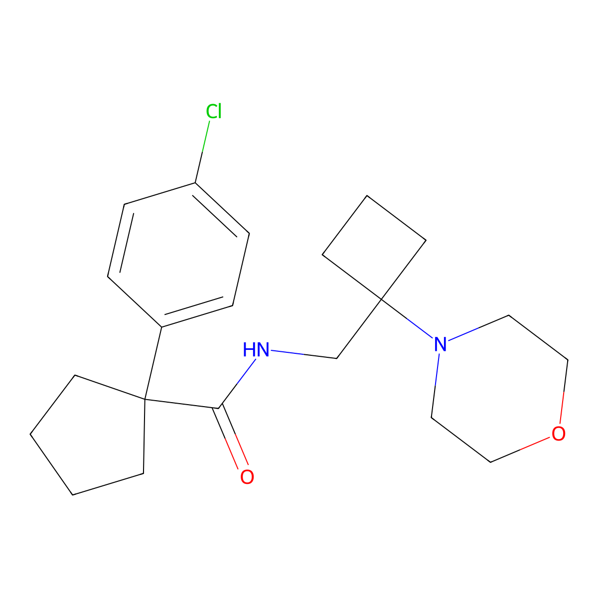 1-(4-chlorophenyl)-N-{[1-(morpholin-4-yl)cyclobutyl]methyl}cyclopentane-1-carboxamide molecular structure, CAS 2380184-76-7