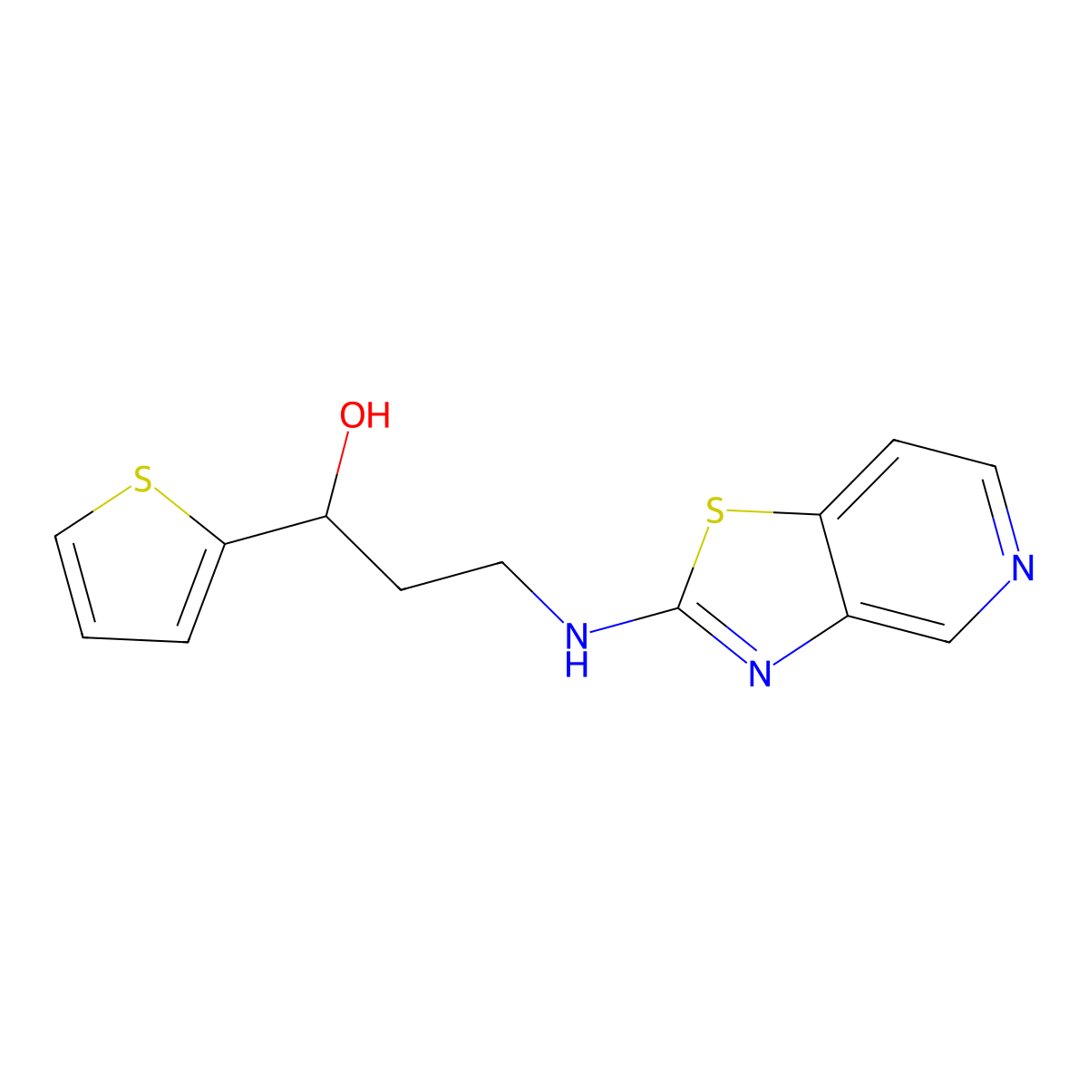 3-({[1,3]Thiazolo[4,5-c]pyridin-2-yl}amino)-1-(thiophen-2-yl)propan-1-ol molecular structure, CAS 2380184-79-0