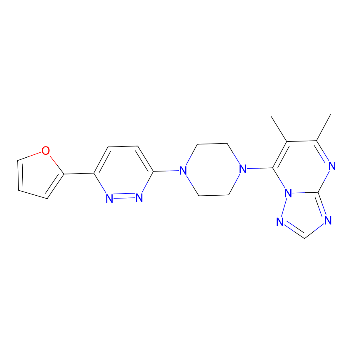 3-(4-{5,6-Dimethyl-[1,2,4]triazolo[1,5-a]pyrimidin-7-yl}piperazin-1-yl)-6-(furan-2-yl)pyridazine molecular structure, CAS 2380184-85-8