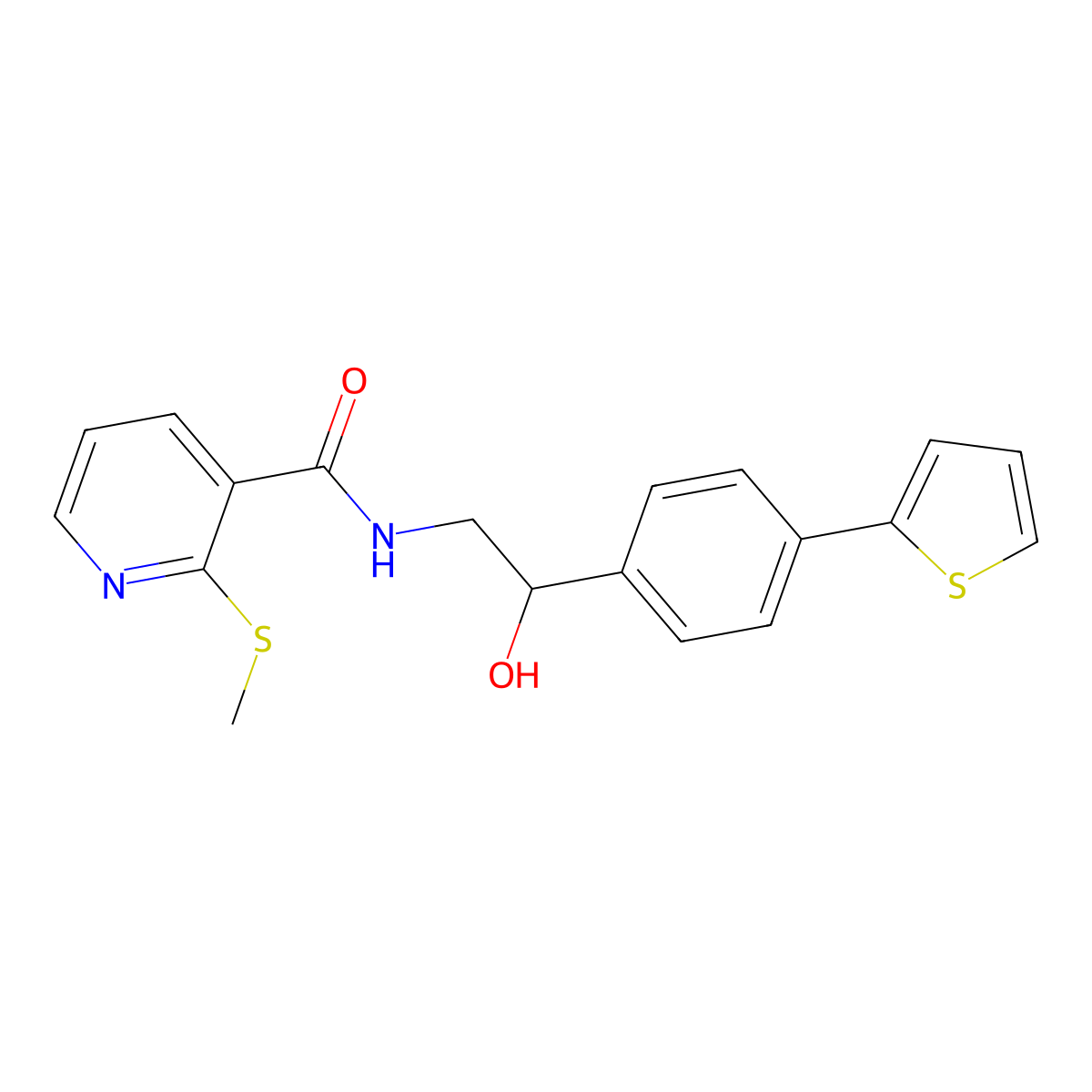 N-{2-hydroxy-2-[4-(thiophen-2-yl)phenyl]ethyl}-2-(methylsulfanyl)pyridine-3-carboxamide molecular structure, CAS 2380184-86-9