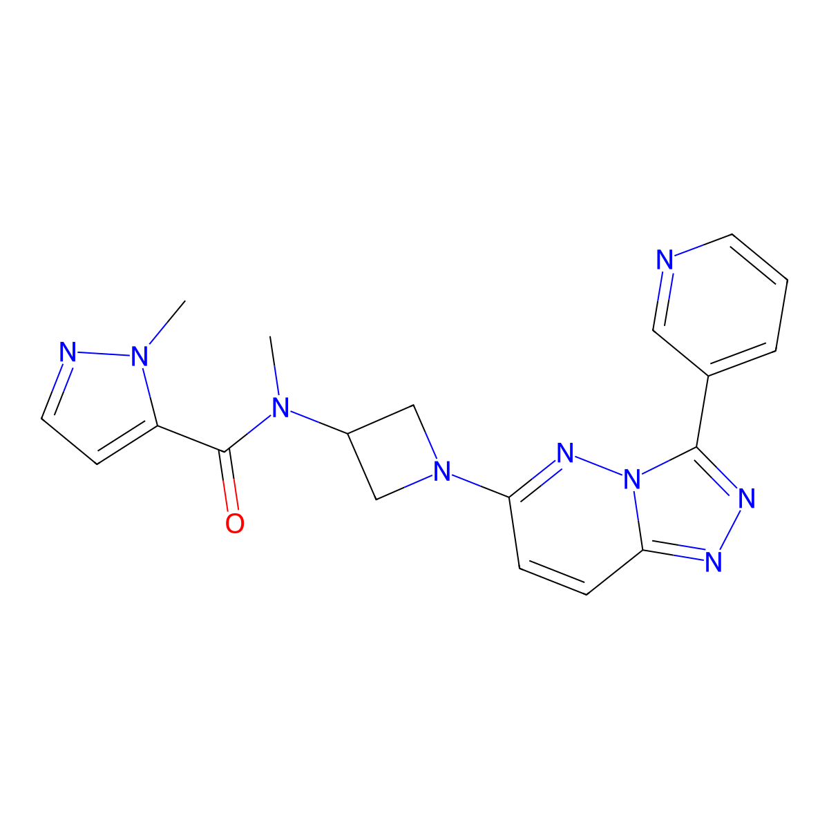 N,1-dimethyl-N-{1-[3-(pyridin-3-yl)-[1,2,4]triazolo[4,3-b]pyridazin-6-yl]azetidin-3-yl}-1H-pyrazole-5-carboxamide molecular structure, CAS 2380184-88-1
