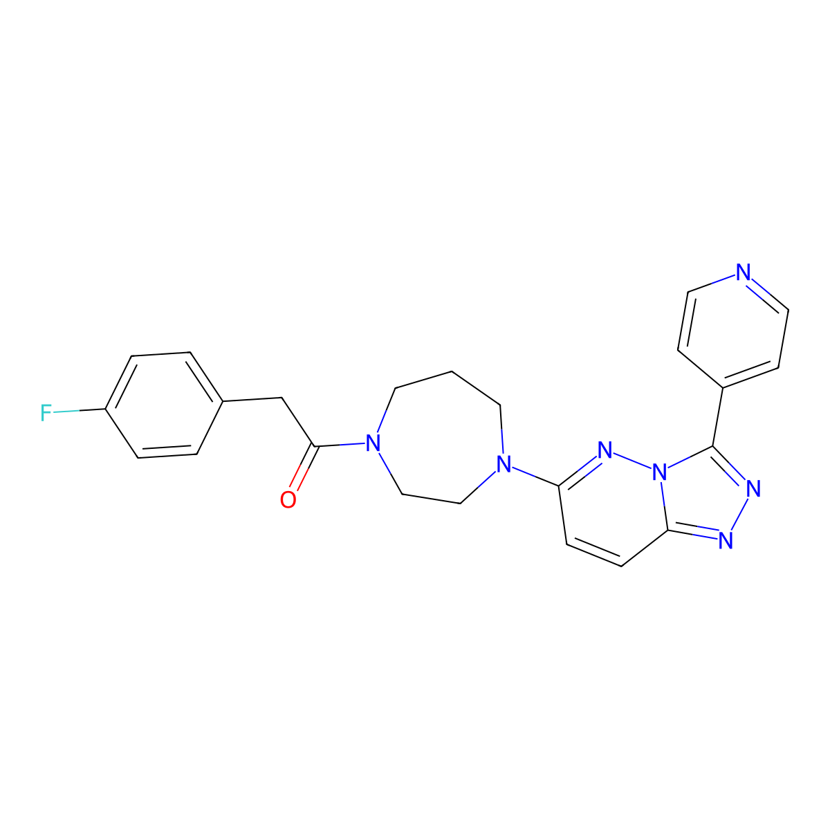 2-(4-Fluorophenyl)-1-{4-[3-(pyridin-4-yl)-[1,2,4]triazolo[4,3-b]pyridazin-6-yl]-1,4-diazepan-1-yl}ethan-1-one molecular structure, CAS 2380184-95-0