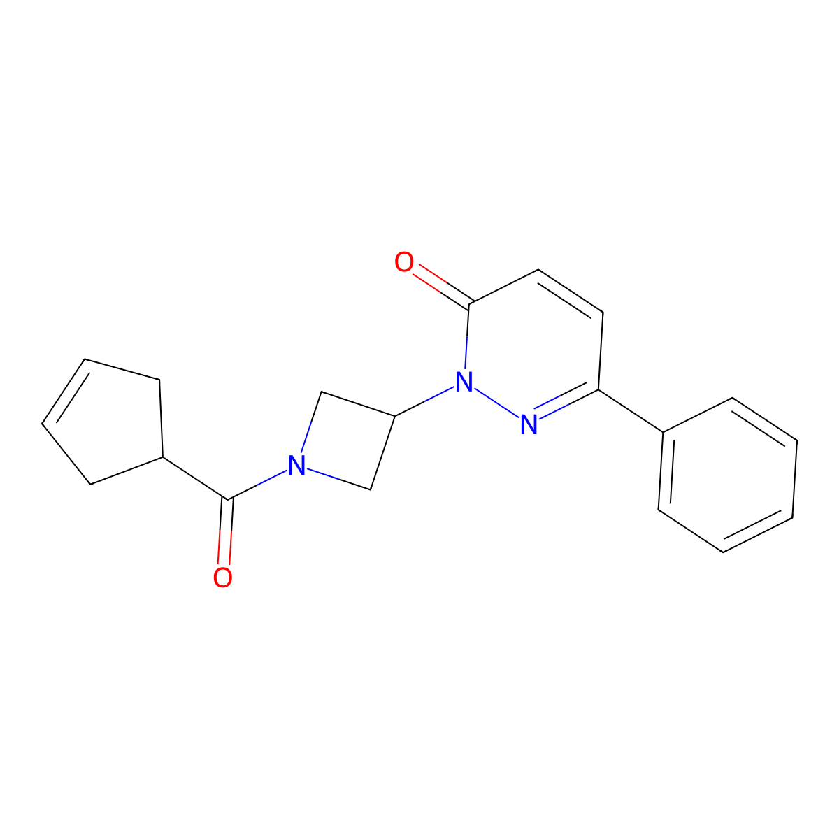 2-[1-(Cyclopent-3-ene-1-carbonyl)azetidin-3-yl]-6-phenyl-2,3-dihydropyridazin-3-one molecular structure, CAS 2380184-99-4