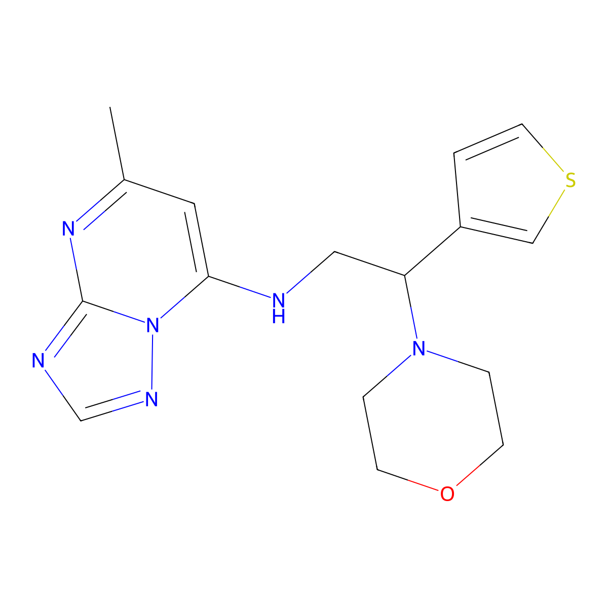5-methyl-N-[2-(morpholin-4-yl)-2-(thiophen-3-yl)ethyl]-[1,2,4]triazolo[1,5-a]pyrimidin-7-amine molecular structure, CAS 2380185-00-0