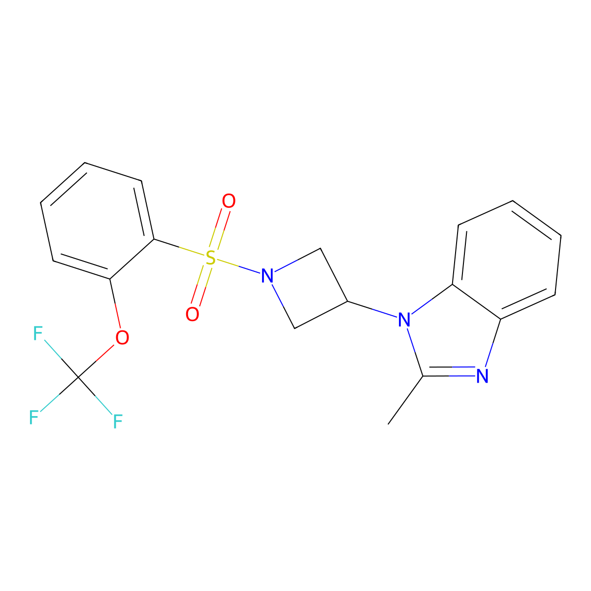 2-methyl-1-{1-[2-(trifluoromethoxy)benzenesulfonyl]azetidin-3-yl}-1H-1,3-benzodiazole molecular structure, CAS 2380185-01-1