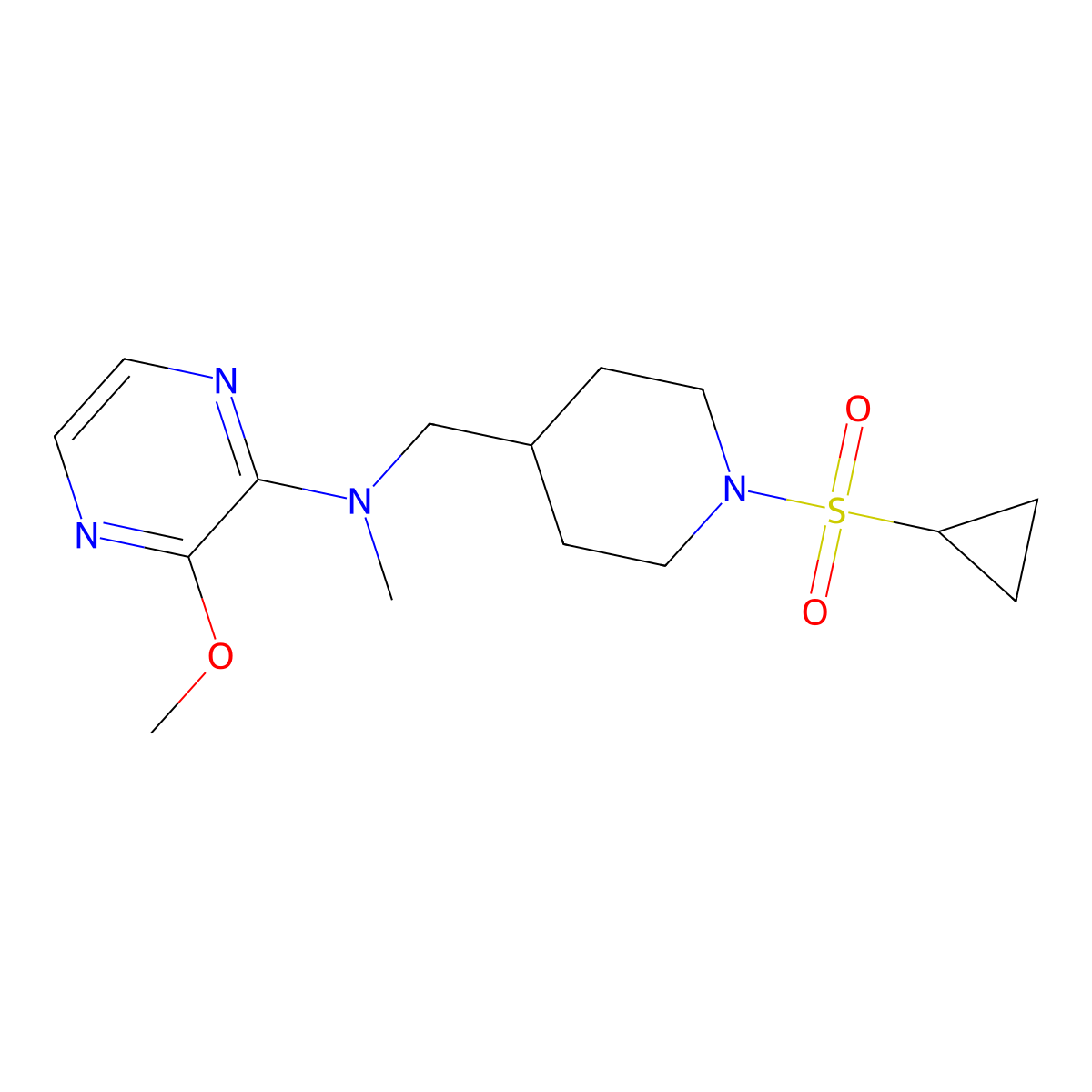 N-{[1-(cyclopropanesulfonyl)piperidin-4-yl]methyl}-3-methoxy-N-methylpyrazin-2-amine molecular structure, CAS 2380185-05-5