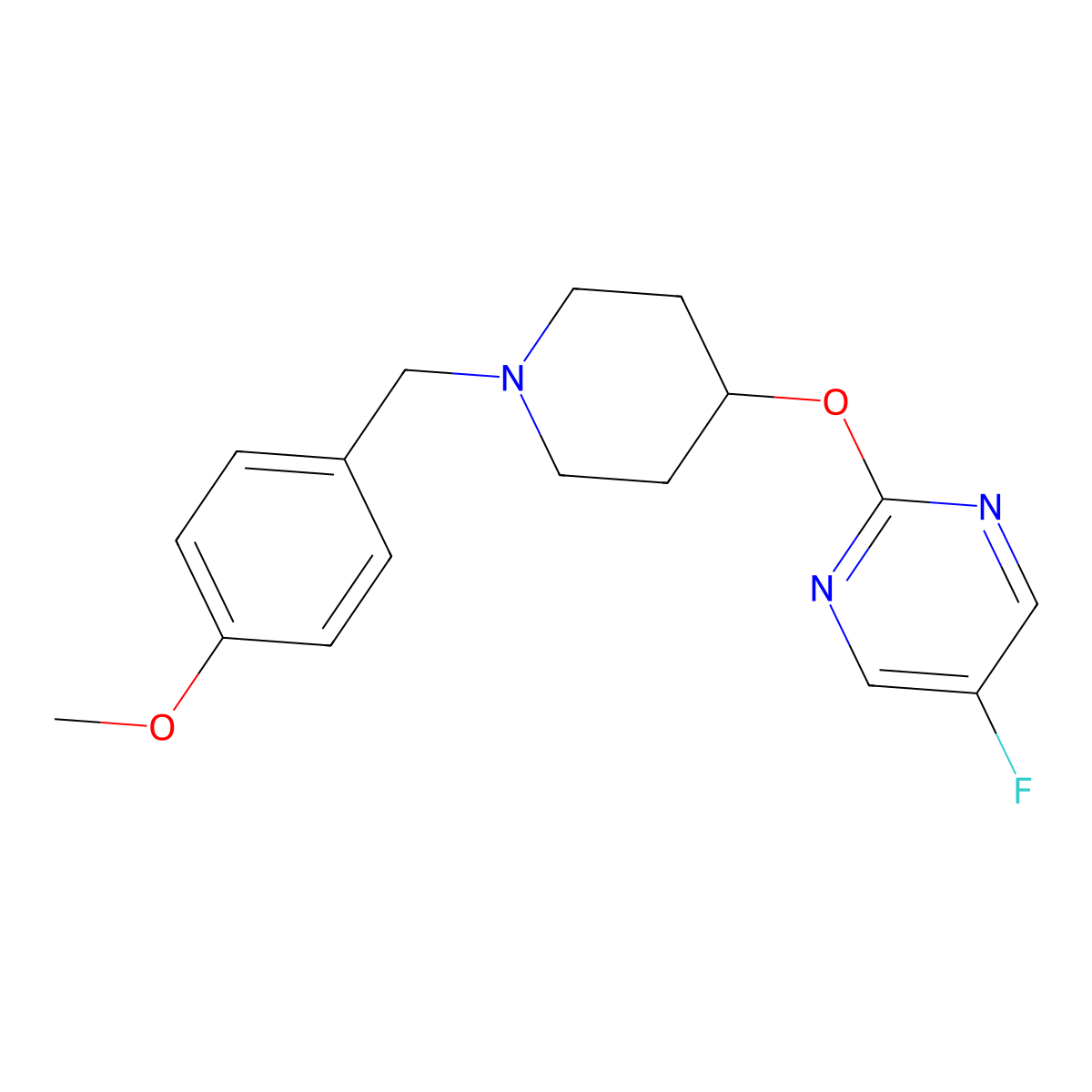 5-Fluoro-2-({1-[(4-methoxyphenyl)methyl]piperidin-4-yl}oxy)pyrimidine molecular structure, CAS 2380185-10-2