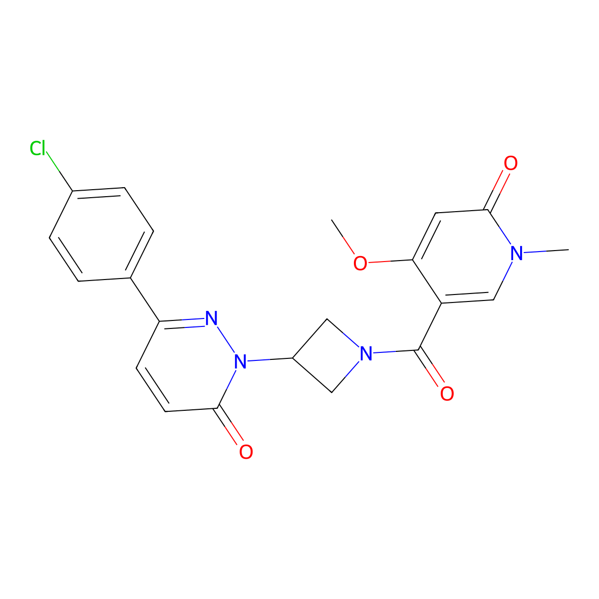 6-(4-Chlorophenyl)-2-[1-(4-methoxy-1-methyl-6-oxo-1,6-dihydropyridine-3-carbonyl)azetidin-3-yl]-2,3-dihydropyridazin-3-one molecular structure, CAS 2380185-11-3