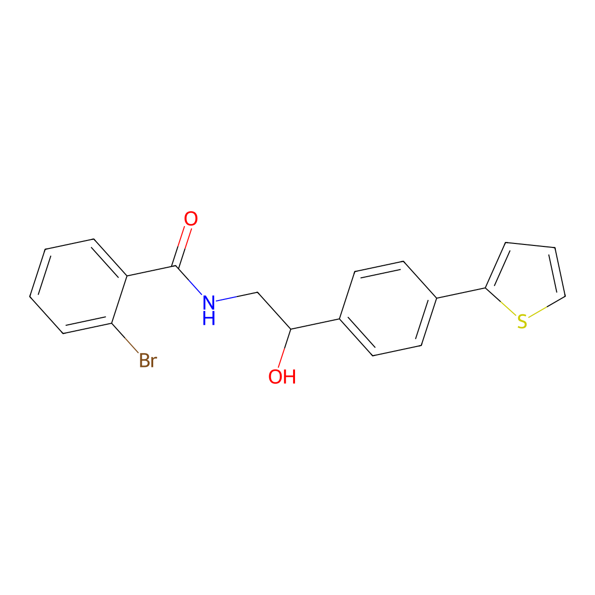 2-bromo-N-{2-hydroxy-2-[4-(thiophen-2-yl)phenyl]ethyl}benzamide molecular structure, CAS 2380185-12-4