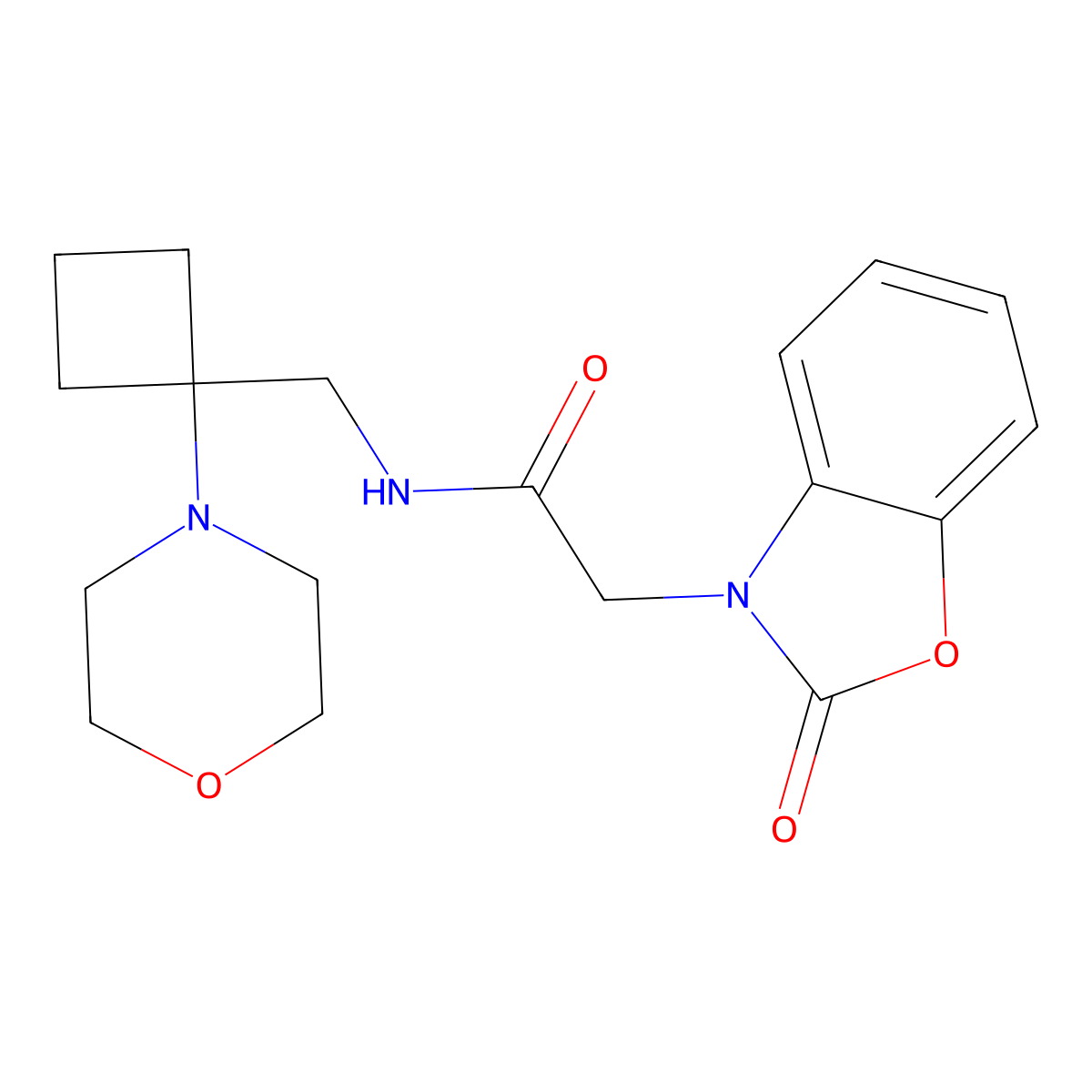 N-{[1-(morpholin-4-yl)cyclobutyl]methyl}-2-(2-oxo-2,3-dihydro-1,3-benzoxazol-3-yl)acetamide molecular structure, CAS 2380185-13-5