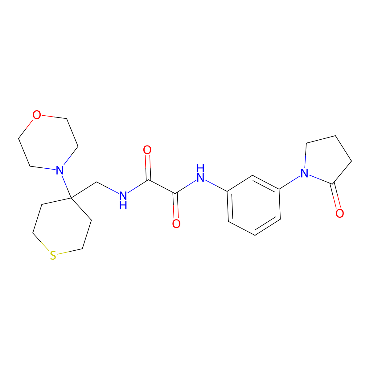 N'-{[4-(morpholin-4-yl)thian-4-yl]methyl}-N-[3-(2-oxopyrrolidin-1-yl)phenyl]ethanediamide molecular structure, CAS 2380185-15-7