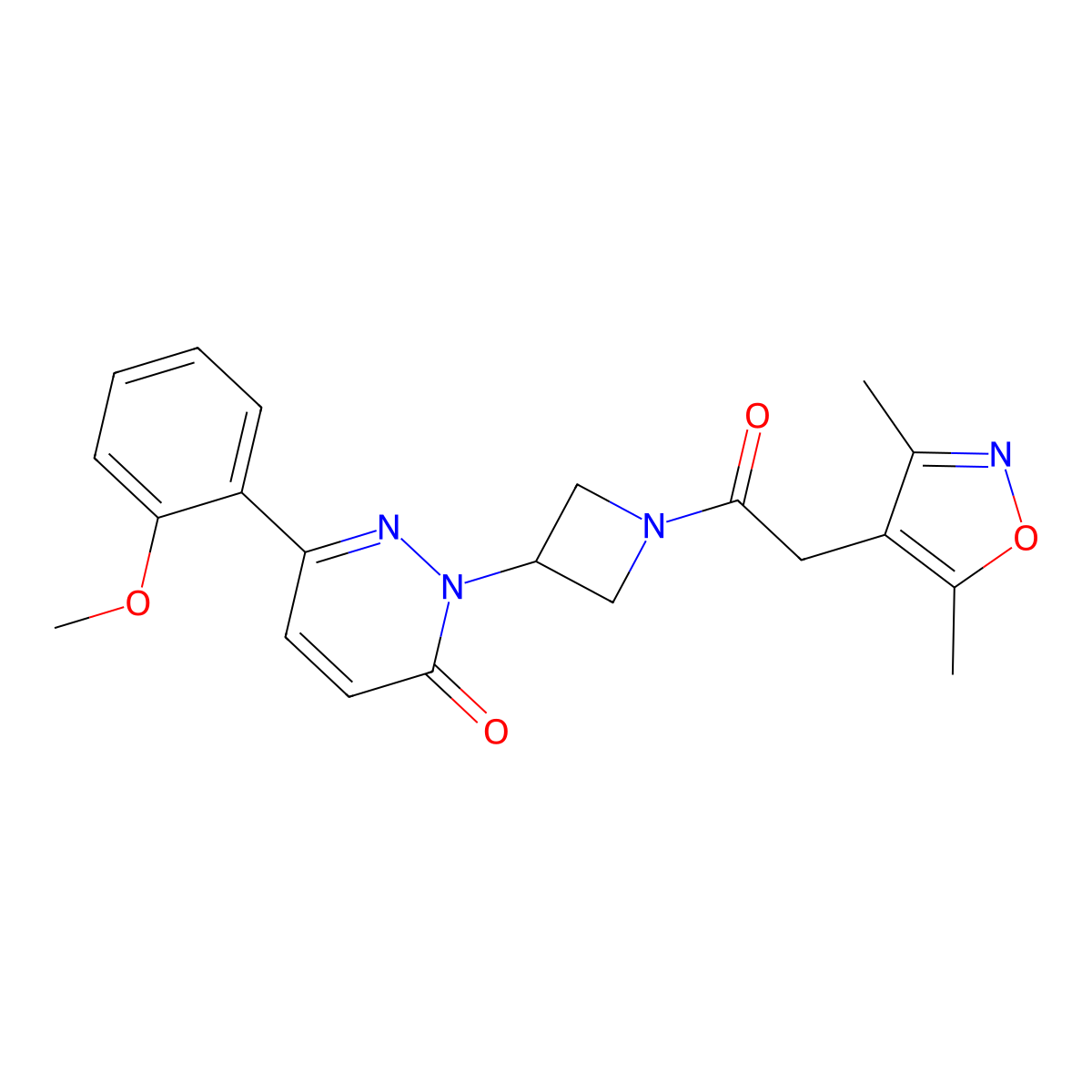 2-{1-[2-(3,5-Dimethyl-1,2-oxazol-4-yl)acetyl]azetidin-3-yl}-6-(2-methoxyphenyl)-2,3-dihydropyridazin-3-one molecular structure, CAS 2380185-21-5