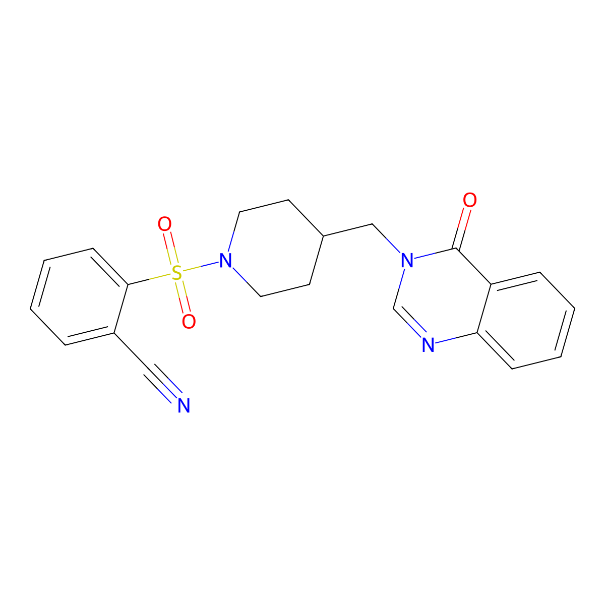 2-({4-[(4-Oxo-3,4-dihydroquinazolin-3-yl)methyl]piperidin-1-yl}sulfonyl)benzonitrile molecular structure, CAS 2380185-27-1
