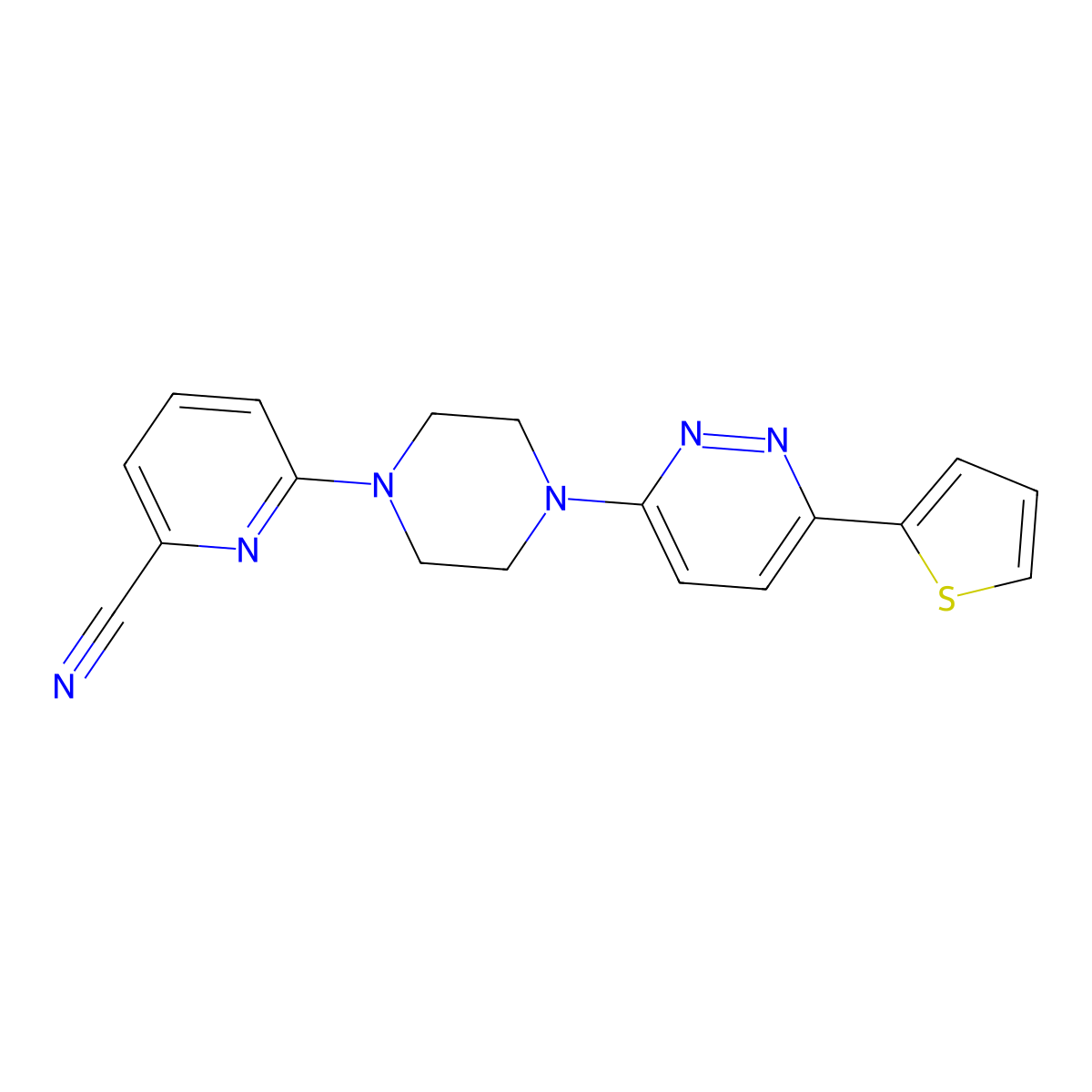 6-{4-[6-(Thiophen-2-yl)pyridazin-3-yl]piperazin-1-yl}pyridine-2-carbonitrile molecular structure, CAS 2380185-29-3