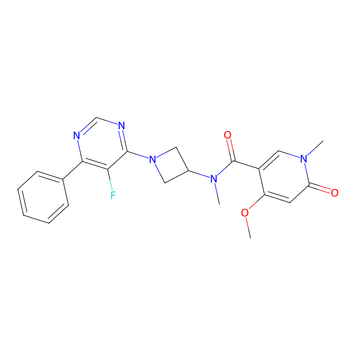 N-[1-(5-fluoro-6-phenylpyrimidin-4-yl)azetidin-3-yl]-4-methoxy-N,1-dimethyl-6-oxo-1,6-dihydropyridine-3-carboxamide molecular structure, CAS 2380185-34-0