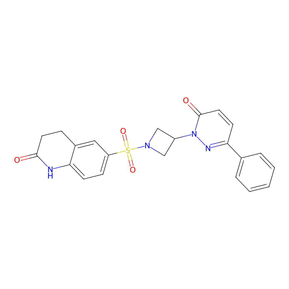 6-[3-(6-Oxo-3-phenylpyridazin-1-yl)azetidin-1-yl]sulfonyl-3,4-dihydro-1H-quinolin-2-one molecular structure, CAS 2380185-35-1