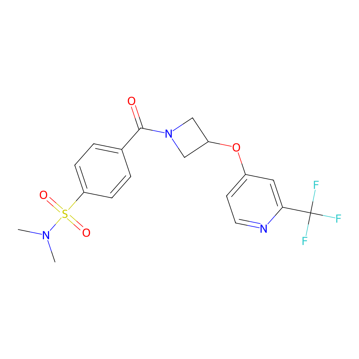 N,N-dimethyl-4-(3-{[2-(trifluoromethyl)pyridin-4-yl]oxy}azetidine-1-carbonyl)benzene-1-sulfonamide molecular structure, CAS 2380185-40-8