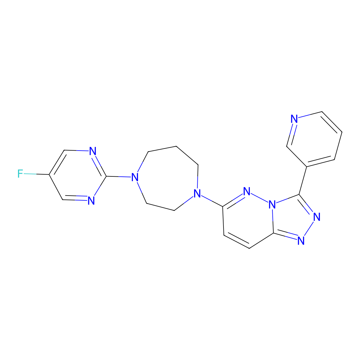 1-(5-Fluoropyrimidin-2-yl)-4-[3-(pyridin-3-yl)-[1,2,4]triazolo[4,3-b]pyridazin-6-yl]-1,4-diazepane molecular structure, CAS 2380185-41-9