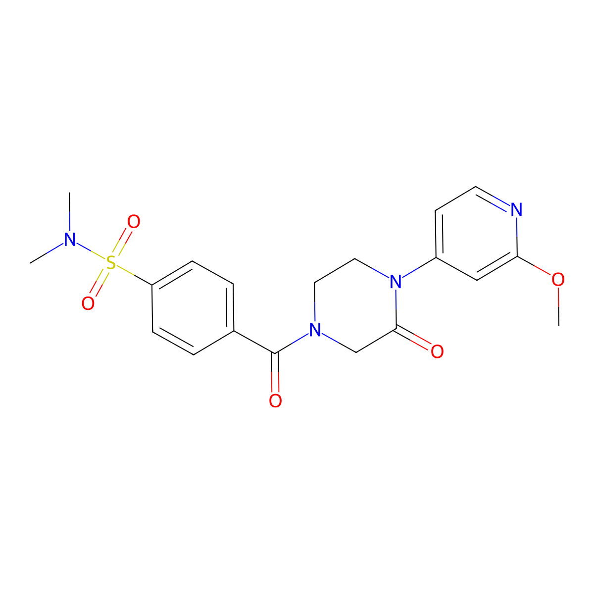 4-[4-(2-methoxypyridin-4-yl)-3-oxopiperazine-1-carbonyl]-N,N-dimethylbenzene-1-sulfonamide molecular structure, CAS 2380185-42-0