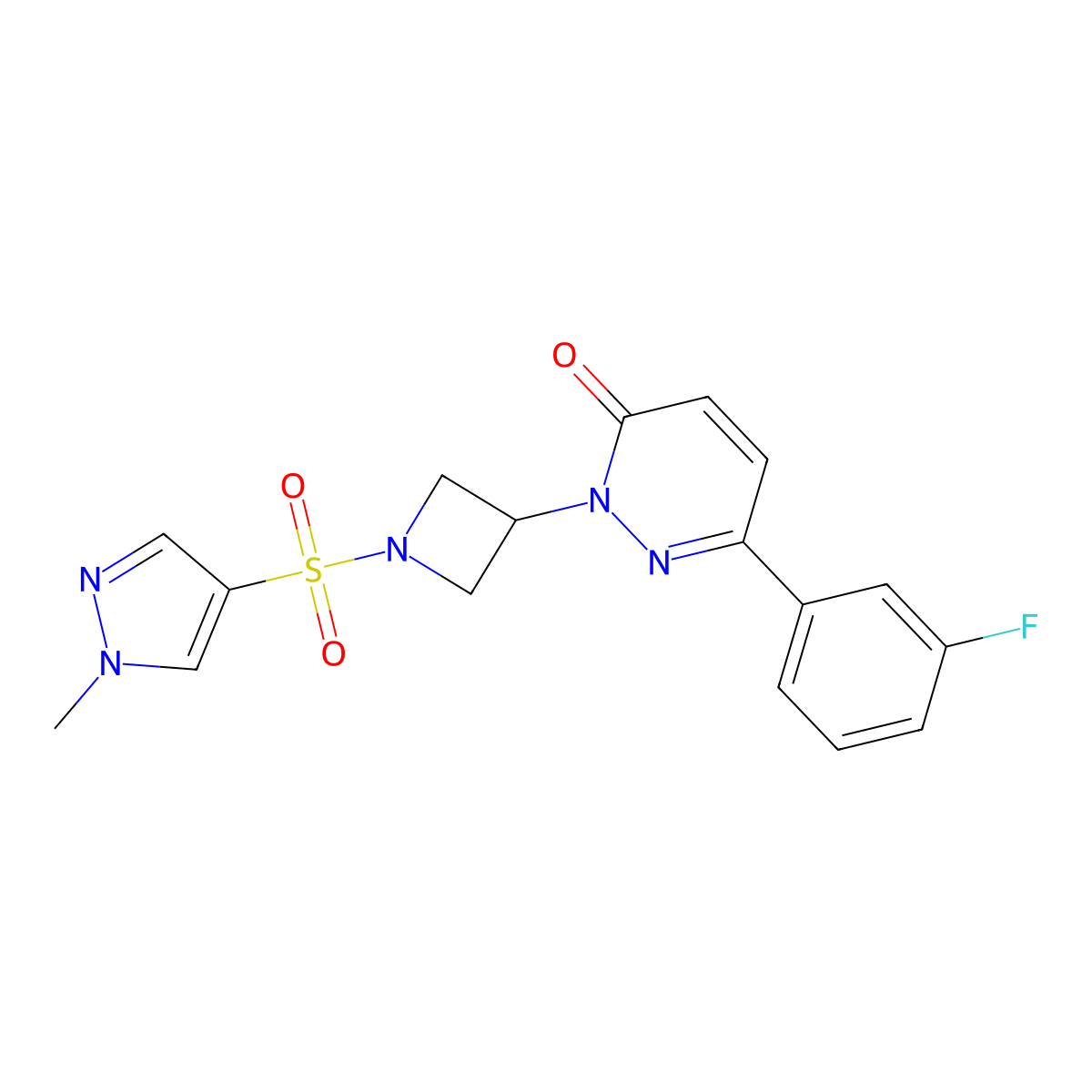 6-(3-fluorophenyl)-2-{1-[(1-methyl-1H-pyrazol-4-yl)sulfonyl]azetidin-3-yl}-2,3-dihydropyridazin-3-one molecular structure, CAS 2380185-45-3