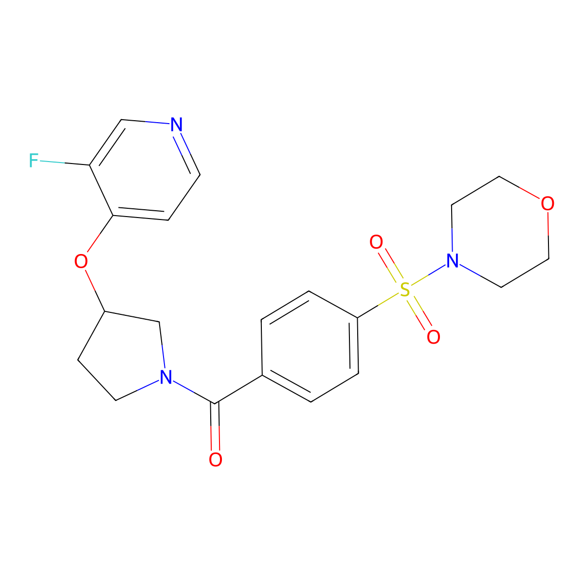 4-(4-{3-[(3-Fluoropyridin-4-yl)oxy]pyrrolidine-1-carbonyl}benzenesulfonyl)morpholine molecular structure, CAS 2380185-46-4