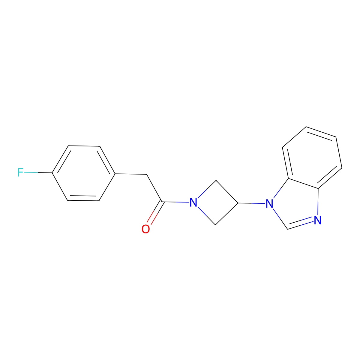 1-[3-(1H-1,3-benzodiazol-1-yl)azetidin-1-yl]-2-(4-fluorophenyl)ethan-1-one molecular structure, CAS 2380185-48-6