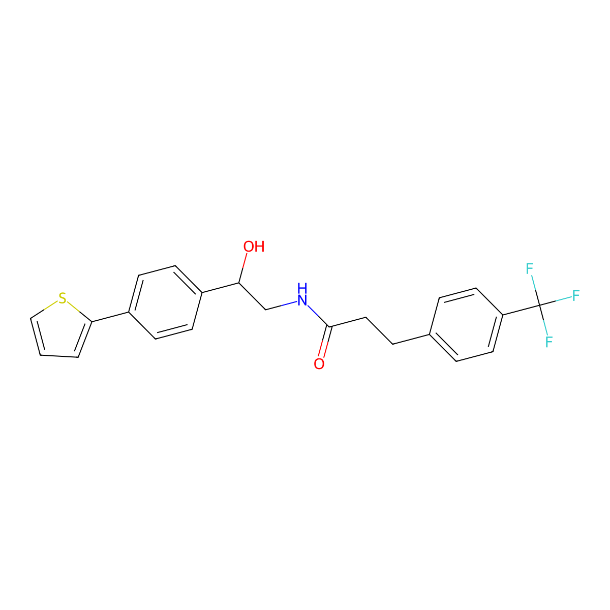 N-{2-hydroxy-2-[4-(thiophen-2-yl)phenyl]ethyl}-3-[4-(trifluoromethyl)phenyl]propanamide molecular structure, CAS 2380185-49-7