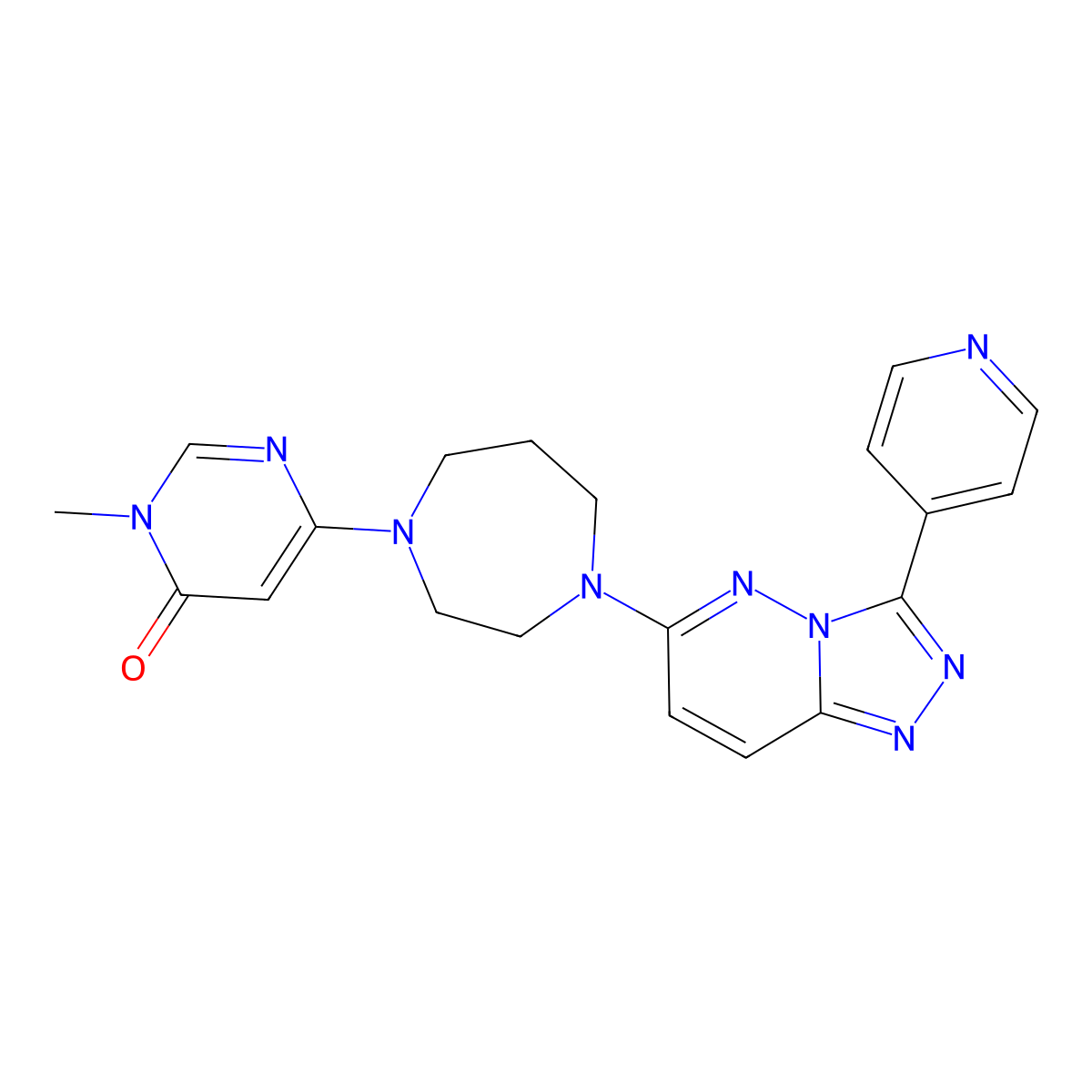 3-Methyl-6-{4-[3-(pyridin-4-yl)-[1,2,4]triazolo[4,3-b]pyridazin-6-yl]-1,4-diazepan-1-yl}-3,4-dihydropyrimidin-4-one molecular structure, CAS 2380185-50-0