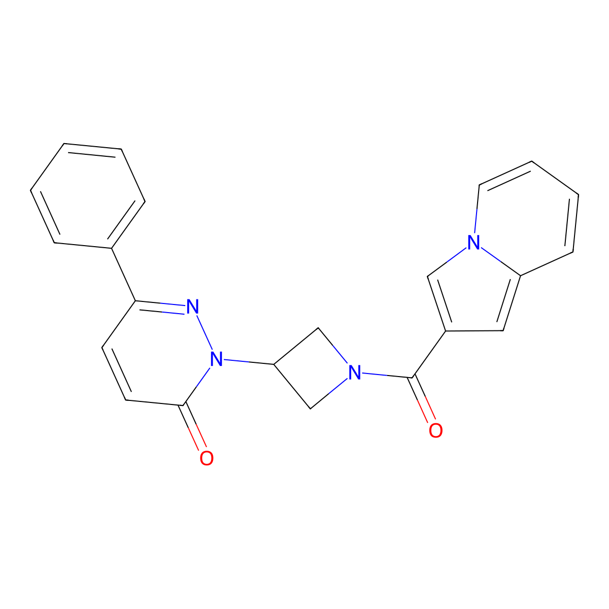 2-[1-(Indolizine-2-carbonyl)azetidin-3-yl]-6-phenyl-2,3-dihydropyridazin-3-one molecular structure, CAS 2380185-58-8