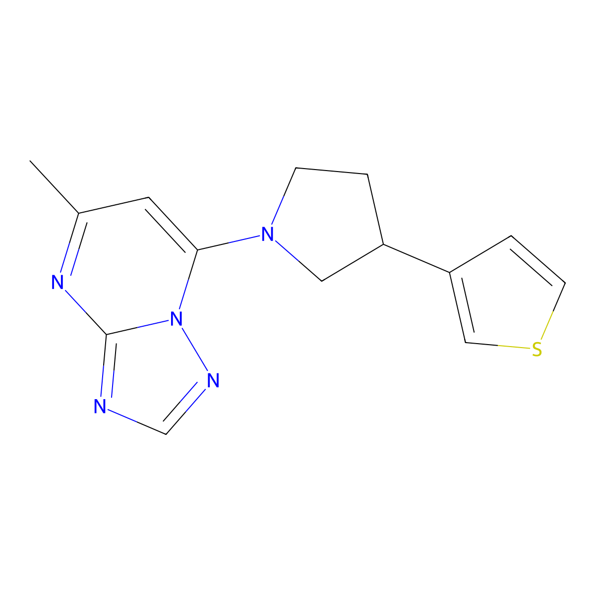 1-{5-Methyl-[1,2,4]triazolo[1,5-a]pyrimidin-7-yl}-3-(thiophen-3-yl)pyrrolidine molecular structure, CAS 2380185-61-3